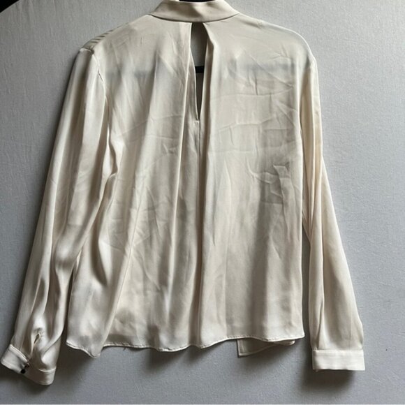 Halston Heritage Silk long sleeve v neck blouse Sz 10 - Picture 3 of 11